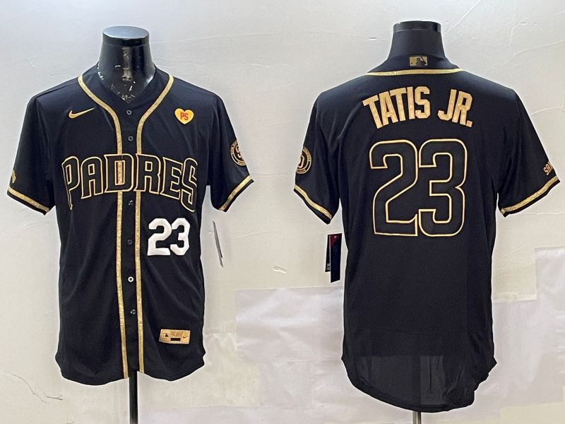 Men San Diego Padres #23 Tatis jr Black Gold Elite 2025 Nike MLB Jersey style 8->san diego padres->MLB Jersey